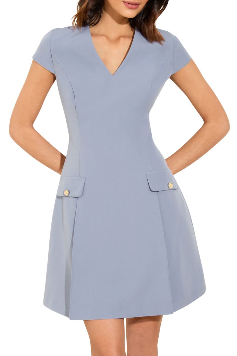 Pinny Fit & Flare Dress, Main, color, BLUE