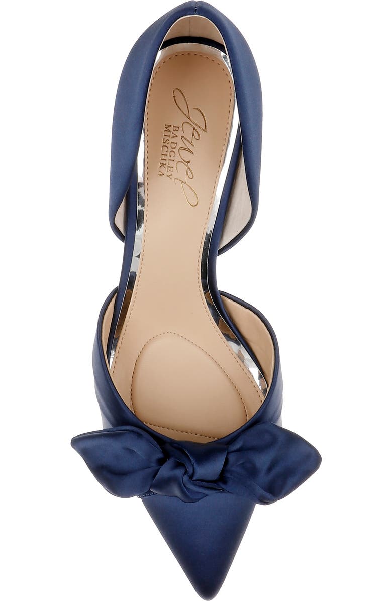 Jewel Badgley Mischka Emelia d'Orsay Pointed Toe Pump, Alternate, color, Navy Satin