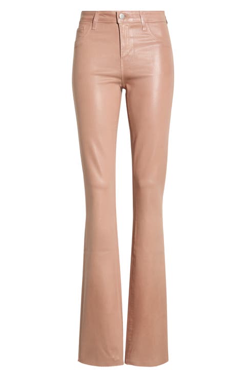 Ruth High Waist Raw Hem Ankle Coated Flare Jeans