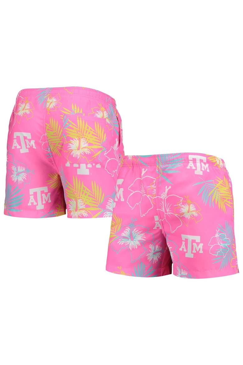 Men's FOCO Pink Texas A&M Aggies Neon Floral Swim Trunks, Main, color, Pink
