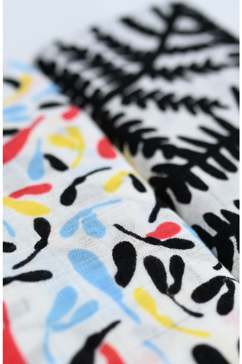Plant Print 2-Pack Organic Cotton Muslin Squares, Alternate, color, PLANT PRINT MIXED