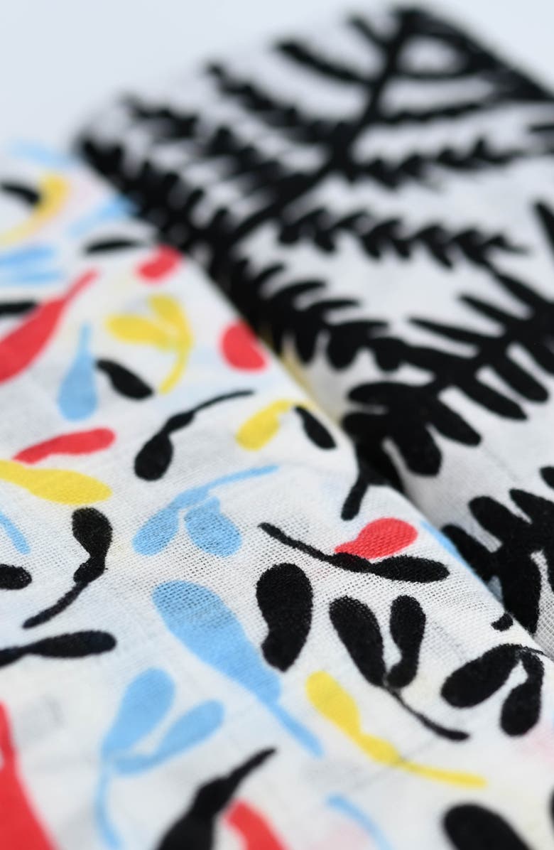 ETTA LOVES Plant Print 2-Pack Organic Cotton Muslin Squares, Alternate, color, Plant Print Mixed