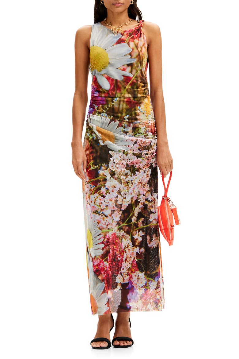 Marigold Floral Ruched Tank Dress, Main, color, MIX