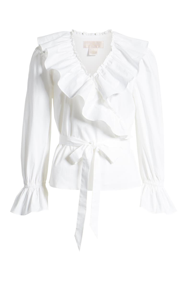 Ruffle Wrap Top, Alternate, color, WHITE