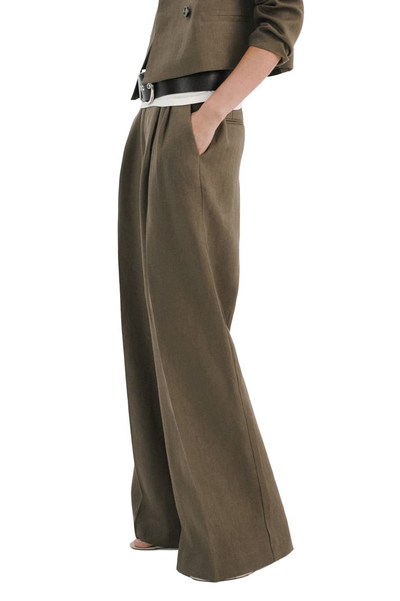 Straight Leg Linen Pants, Alternate, color, KHAKI GREEN