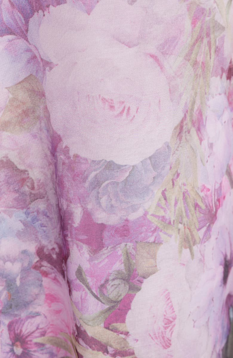 Lulus Amara Floral One-Shoulder Gown, Alternate, color, Lavender Floral