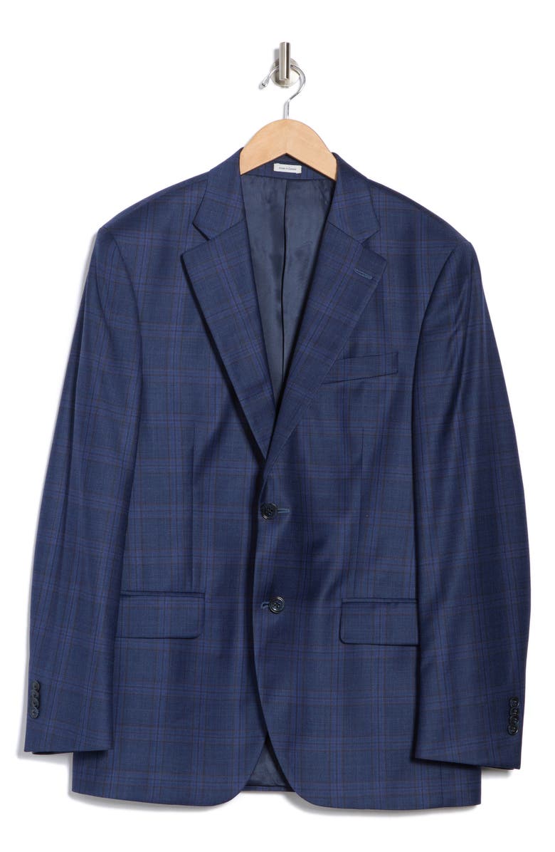 Peter Millar Blue Plaid Wool Blazer, Alternate, color, Blue