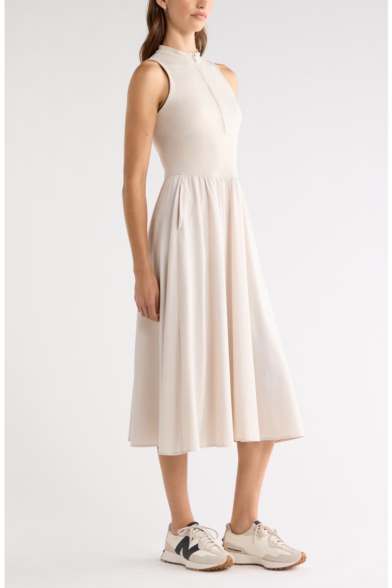 Atlas Zip Front Sleeveless Midi Dress, Alternate, color, MOONBEAM