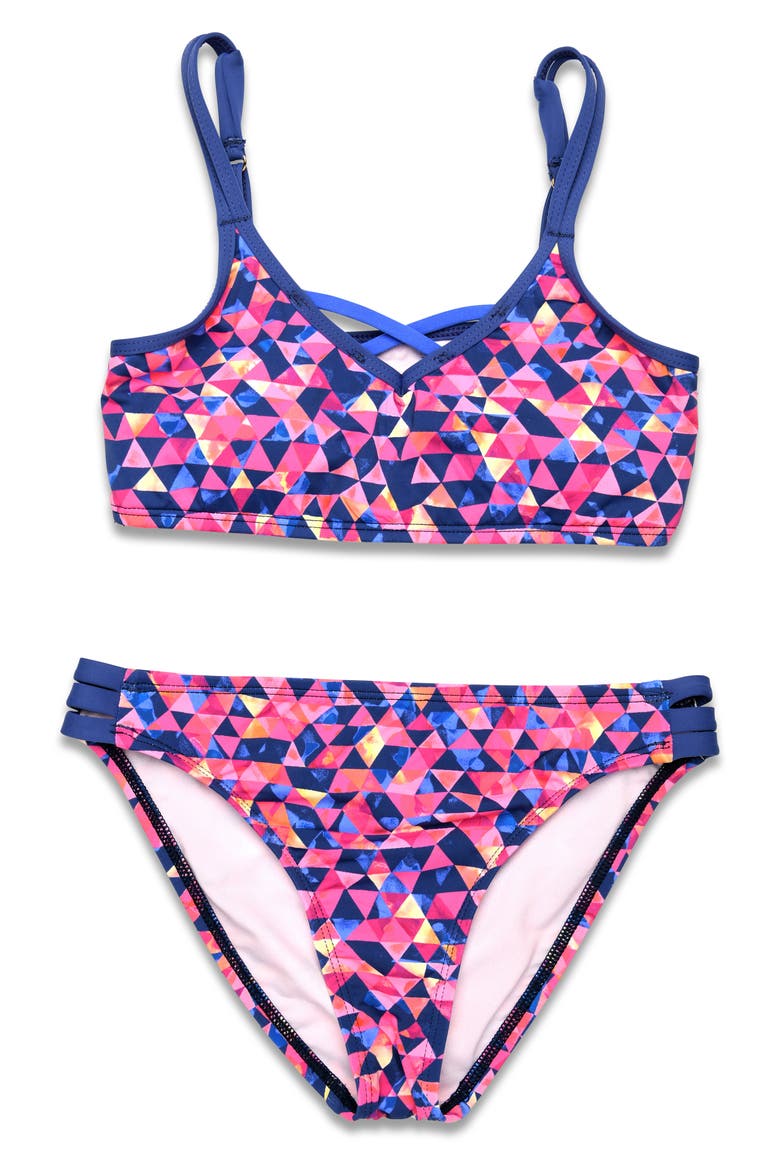 Kids' Geometric Two-Piece Swimsuit, Main, color, MULTI