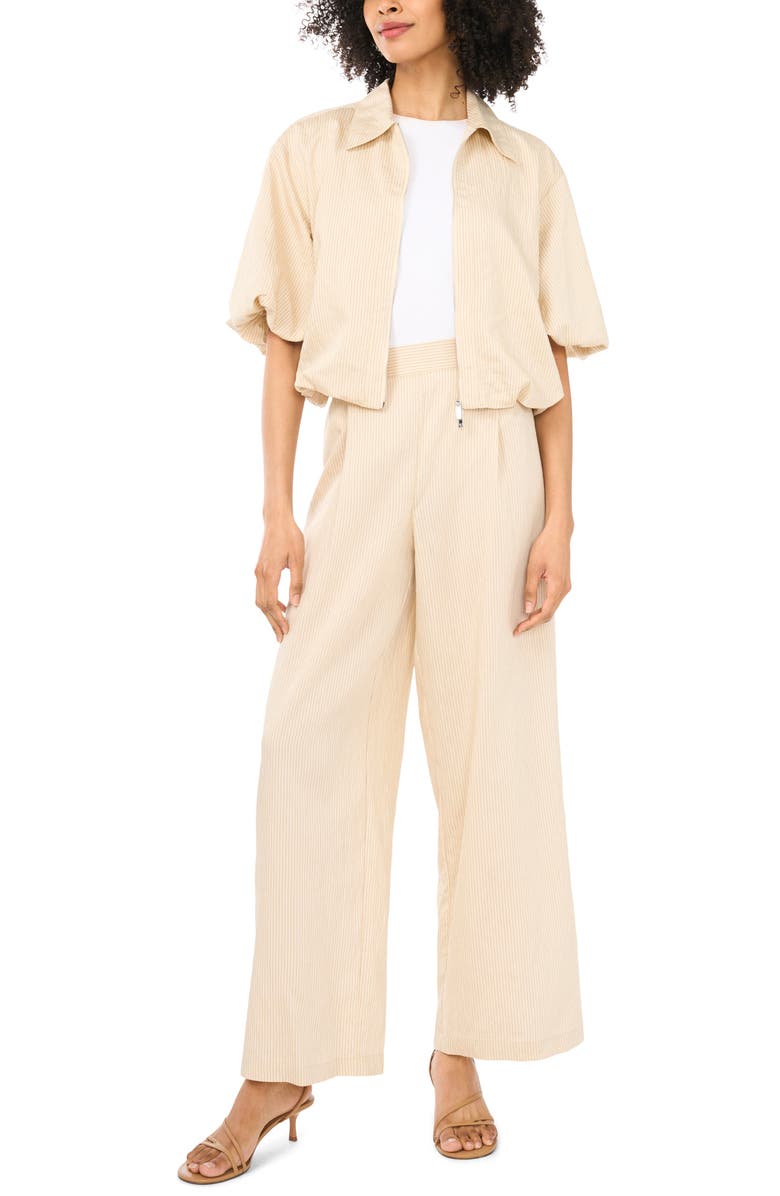 Vince Camuto Pleated Wide Leg Pants, Alternate, color, Birch