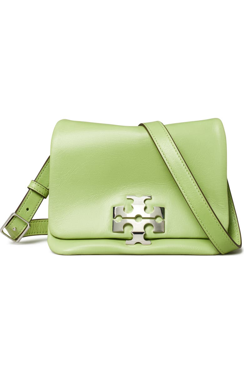 Tory Burch Kira Soft Leather Shoulder Bag, Main, color, Celery Juice