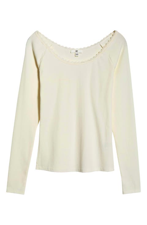 Lace Trim Long Sleeve Top