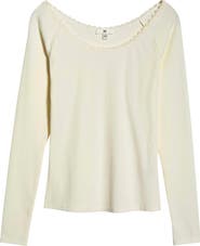 BP. Lace Trim Long Sleeve Top