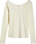 BP. Lace Trim Long Sleeve Top