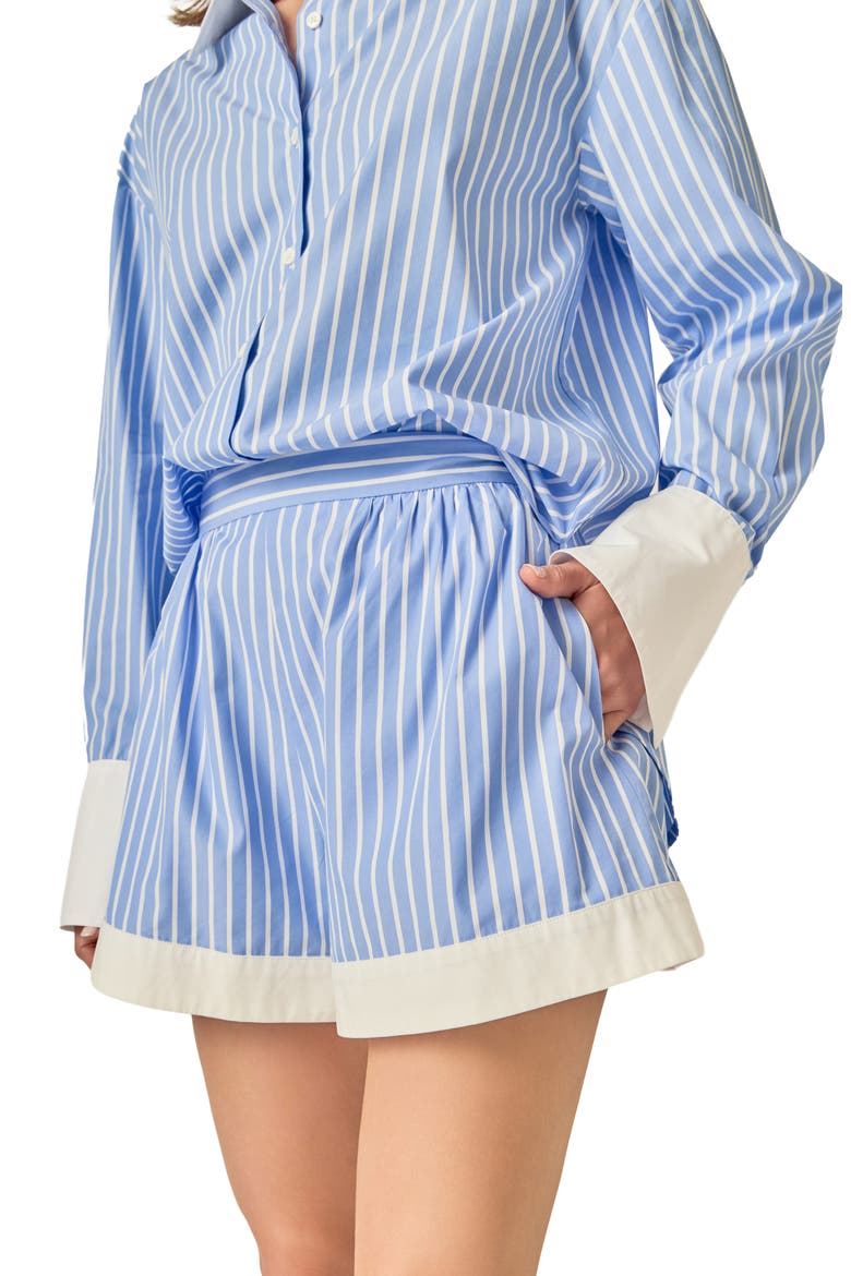 Stripe Boyfriend Shorts, Alternate, color, BLUE/ WHITE STRIPE