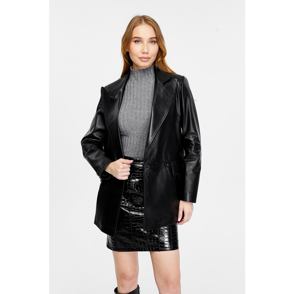 Furniq Uk Cassandra Leather Jacket In Black
