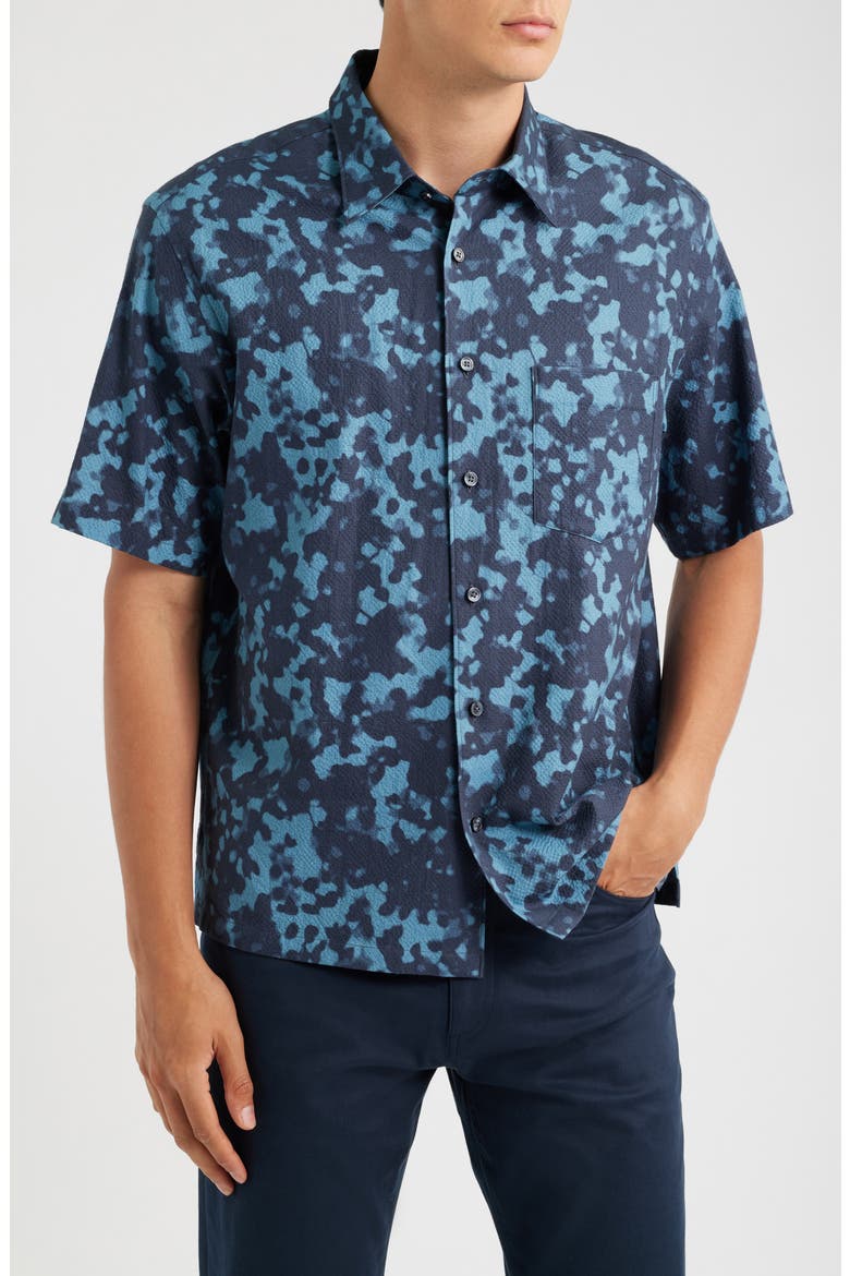 Weekend Short Sleeve Seersucker Button-Up Shirt, Main, color, BALTIC MULTI