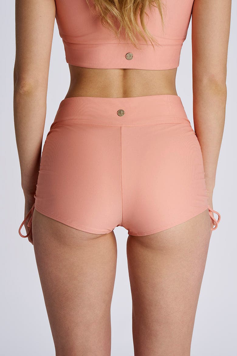 Women's Bayshore Ruche Swim Shorts, UPF 50+ Sun Protection, Alternate, color, Soft Blush Peach