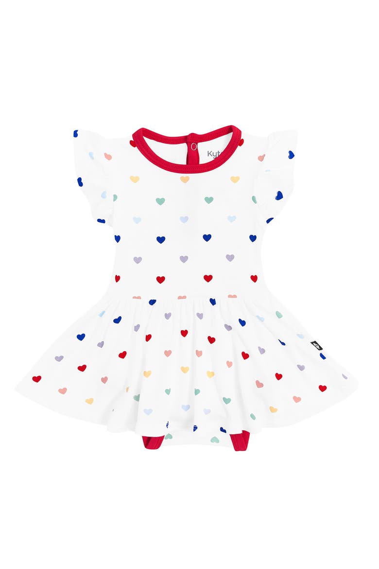 Kids' Twirl Bodysuit Dress, Main, color, CLOUD RAINBOW HEART