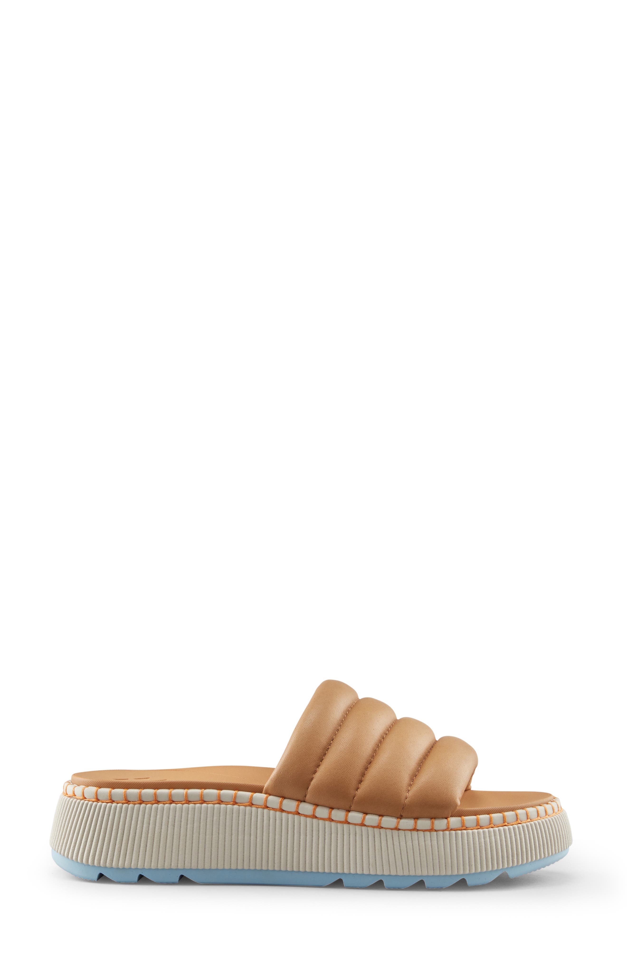 Soprato Quilted Slide Sandal, Alternate, color, CARAMEL