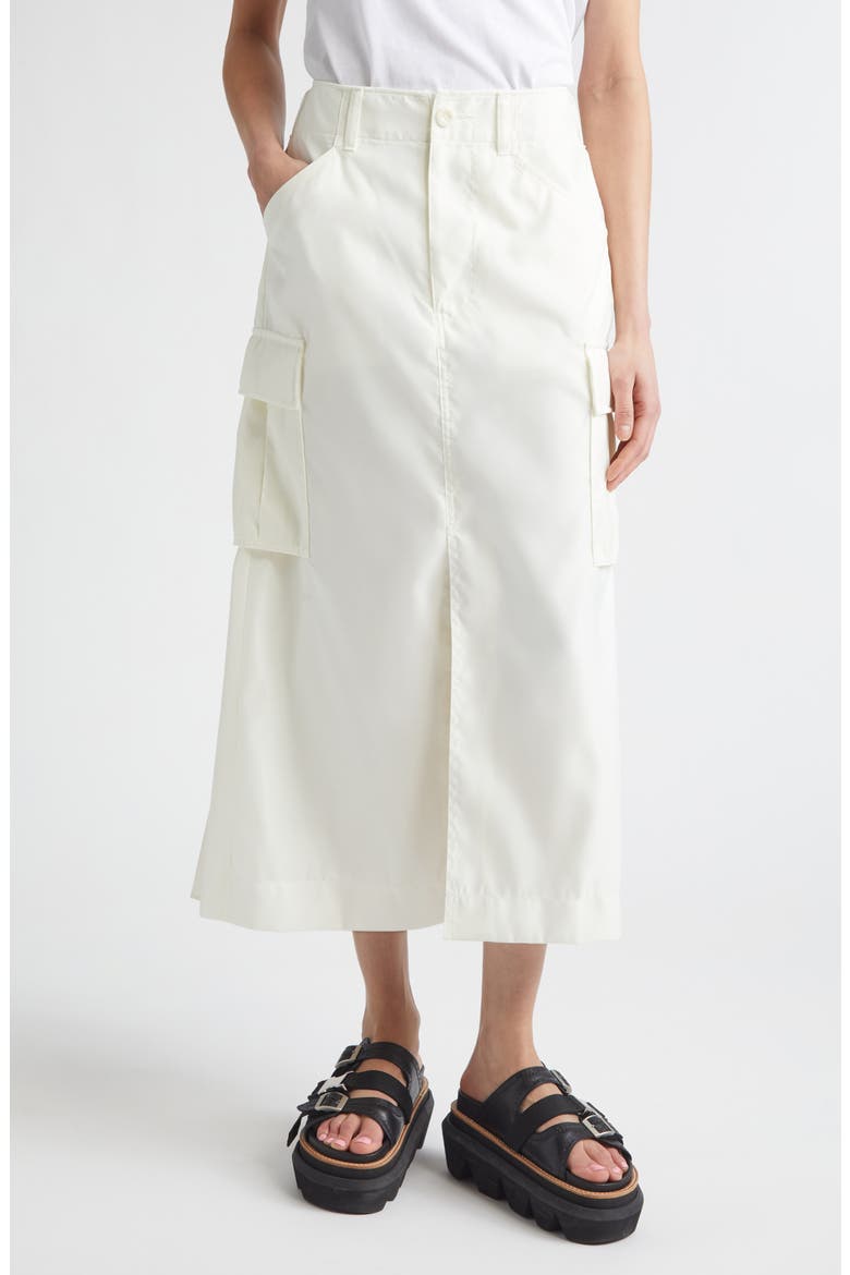 Insulated Nylon Twill & Satin Cargo Skirt, Main, color, OFF WHITE