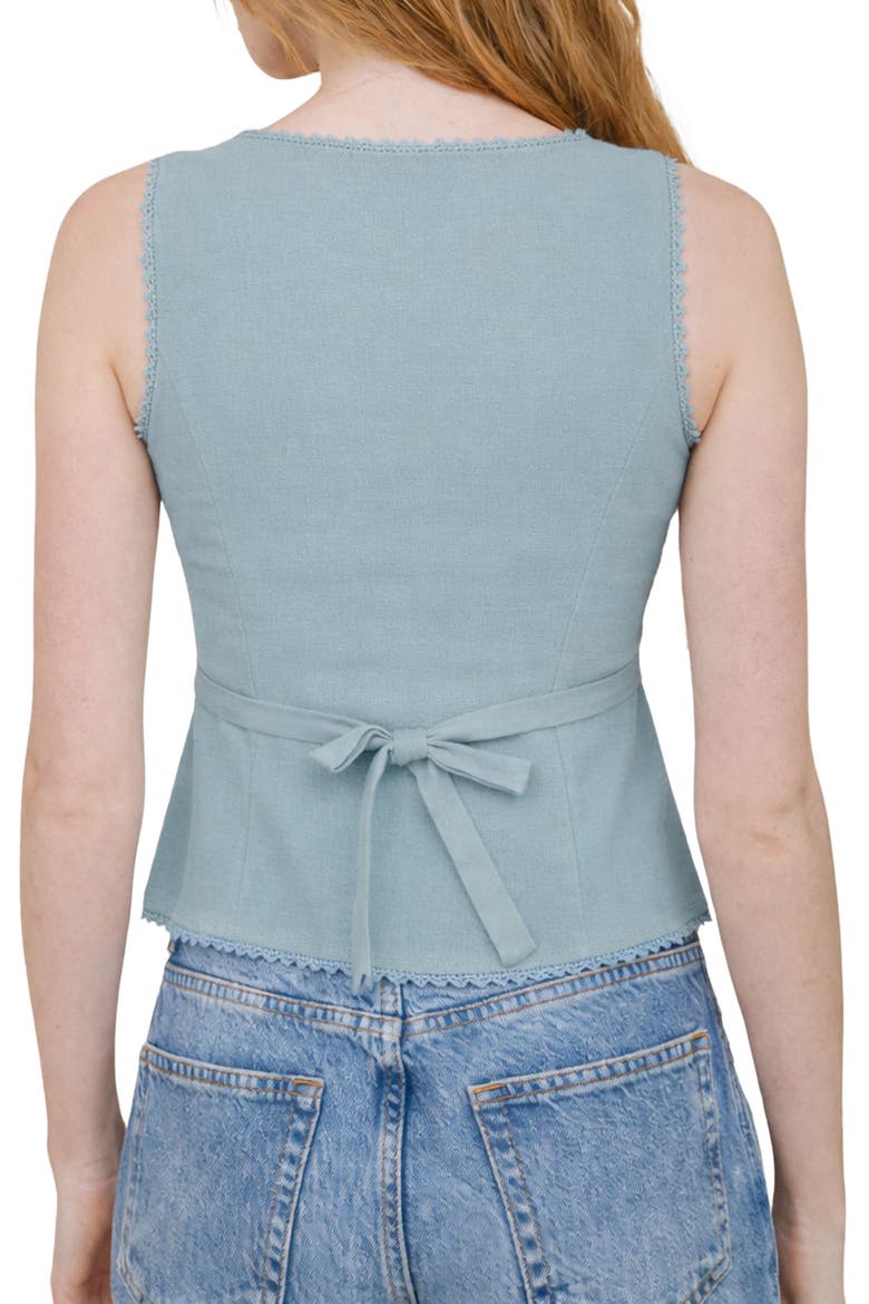 Lace Trim Button Down Tank, Alternate, color, DUSTY BLUE