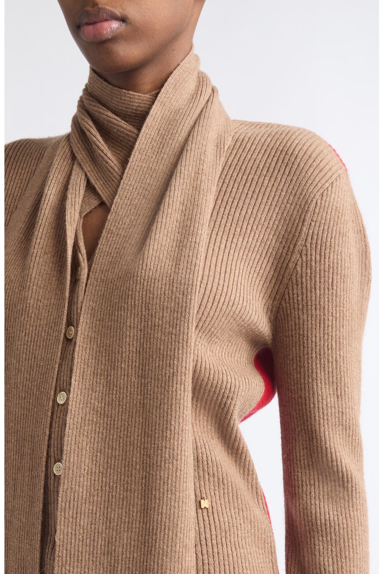 Scarf Layered Wool Cardigan, Alternate, color, BEIGE