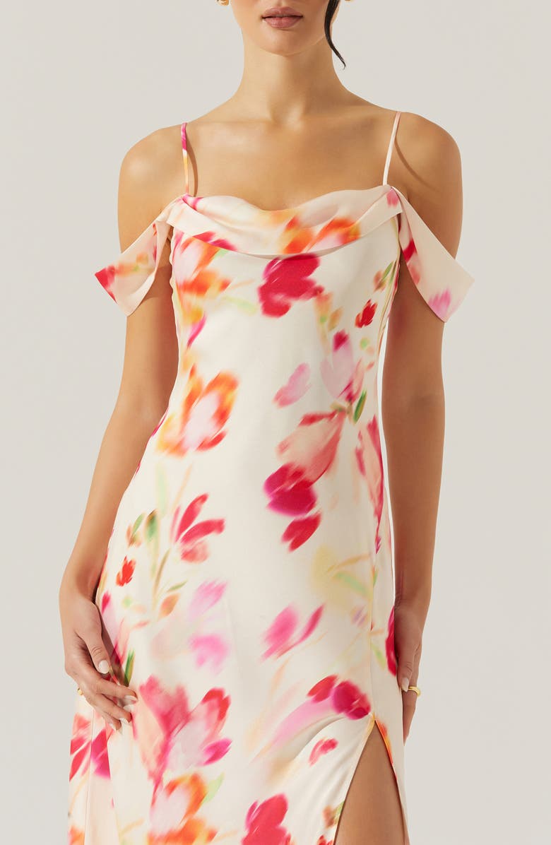 ASTR the Label Kitura Abstact Print Cold Shoulder Dress, Alternate, color, Pink Watercolor