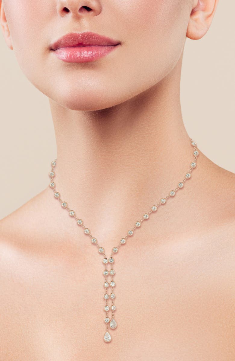 SPHERA MILANO 14K Rose Gold Plated Cubic Zirconia Y-Necklace, Alternate, color, Rose Gold