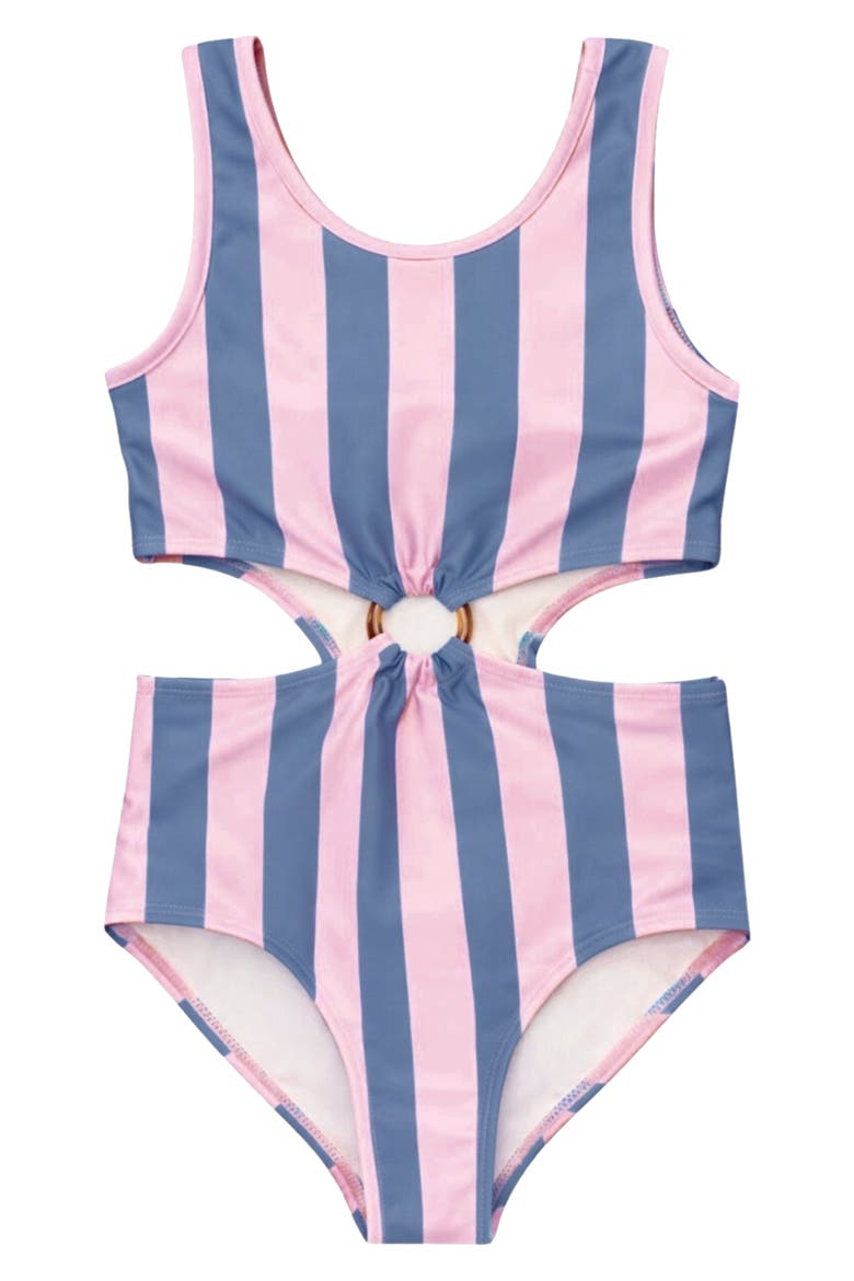 Kids' Ring Cutout One-Piece Swimsuit, Main, color, NAVY PINK