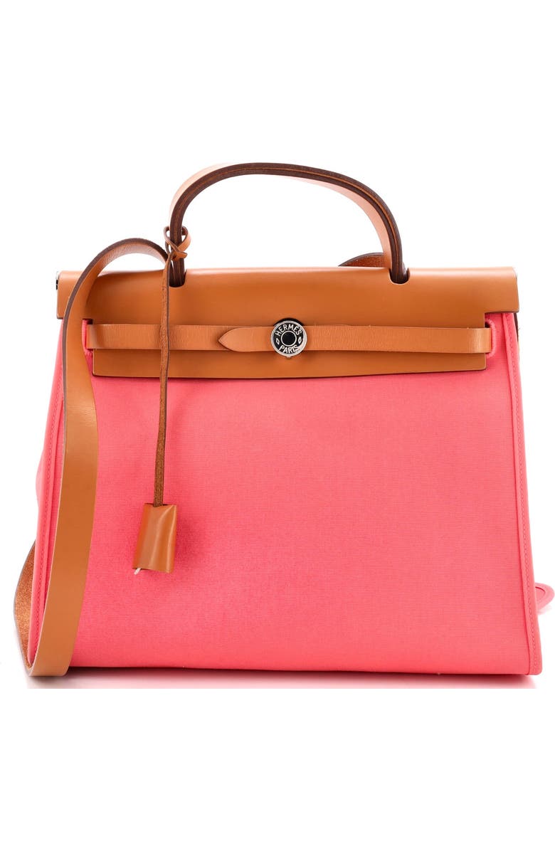 Pre-Owned Hermes Herbag Zip Leather and Toile 31, Main, color, Rose Azalee