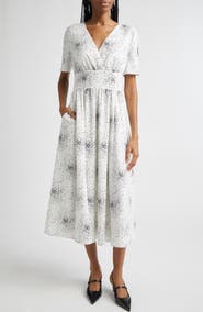Emporio Armani Dotted V-Neck Midi Dress