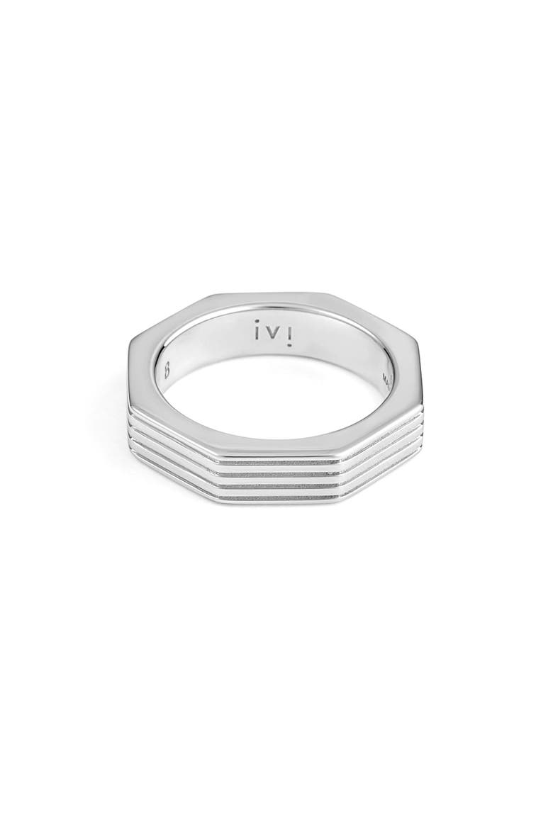 Octagon Band Ring, Alternate, color, SILVER
