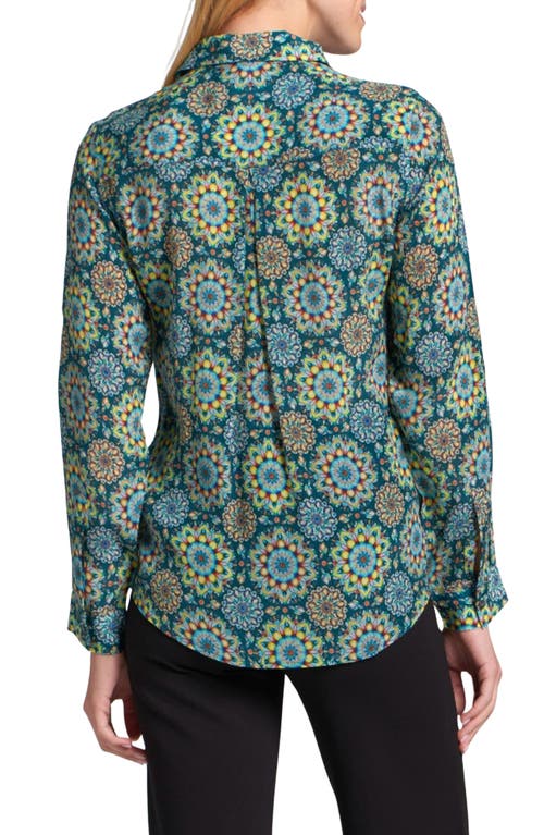 Apny Abstract Print Roll Tab Sleeve Chiffon Button-up Shirt In Multi