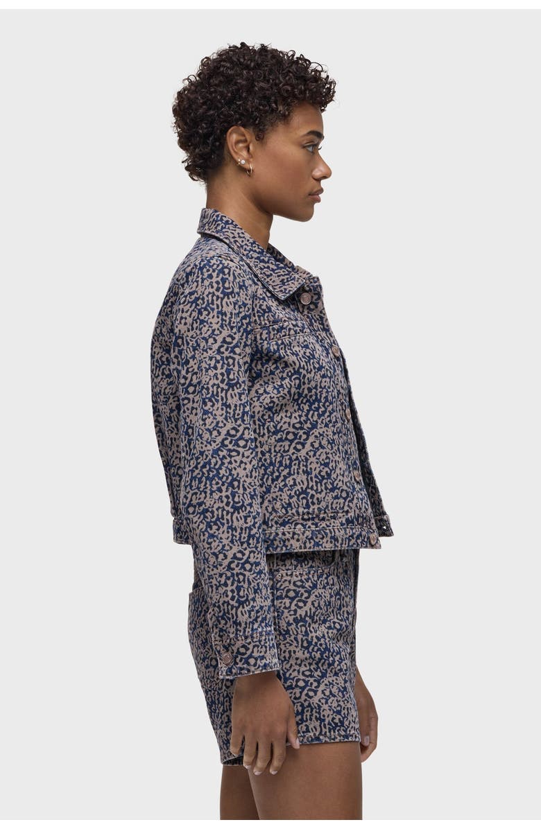 Hudson Jeans Liza Trucker Jacket, Alternate, color, Indigo Leopard