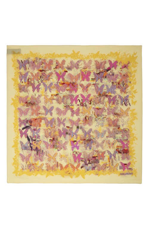 Zadig & Voltaire Blondie 85 Butterfly Neon Silk Square Scarf In Shea