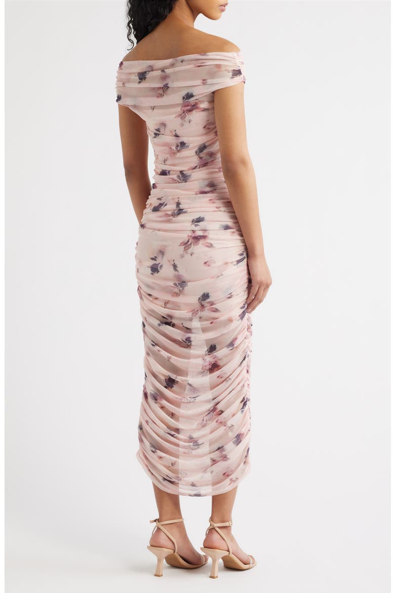 Claudia Floral Ruched Midi Dress, Alternate, color, PINK FLORAL
