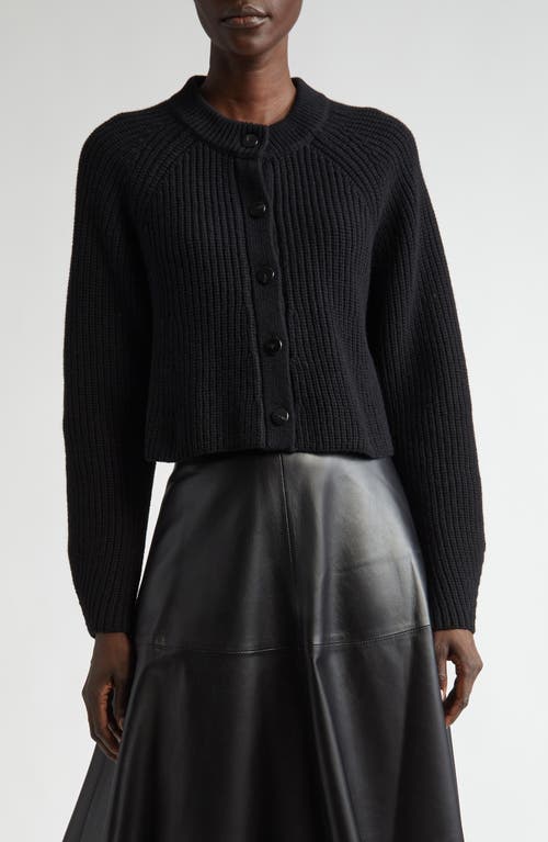 Altuzarra Drew Merino Wool & Cashmere Rib Crop Cardigan In 000001 Black