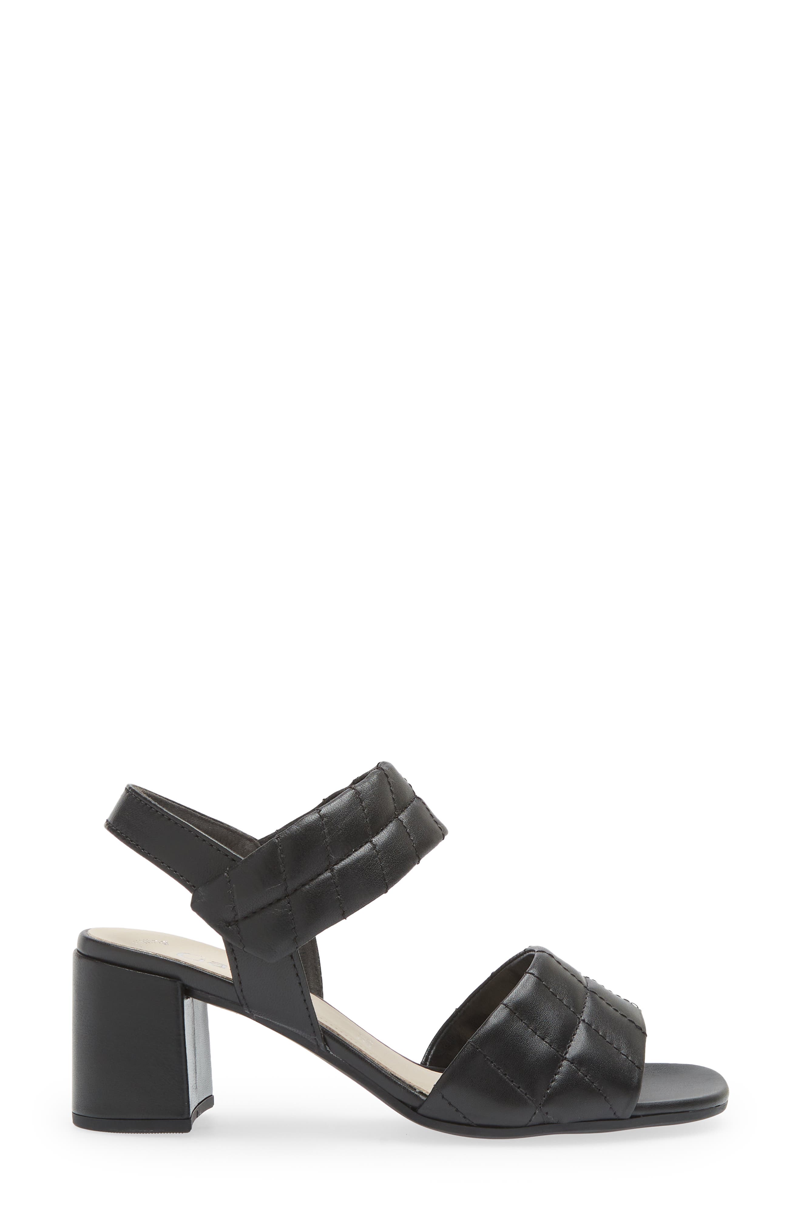 Gabor Quilted block Heel Sandal, Alternate, color, Black
