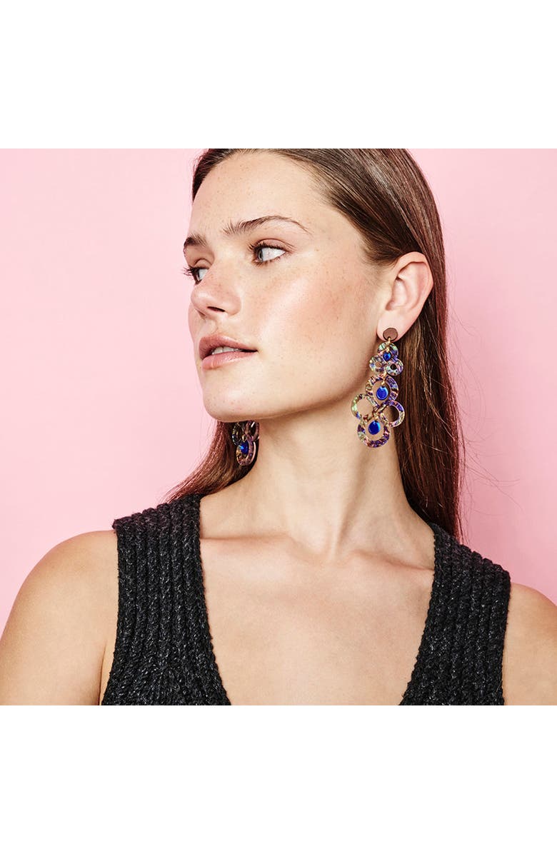 Toolally Batik Earrings - Blue Splatter & Blue Mirror, Alternate, color, Blue Splatter & Blue Mirror