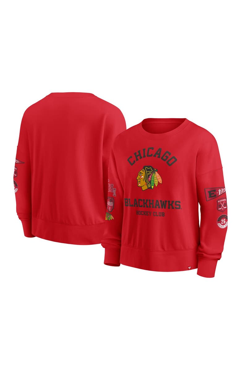 FANATICS Women's Fanatics Red Chicago Blackhawks Go Team Pullover Sweatshirt, Main, color, 