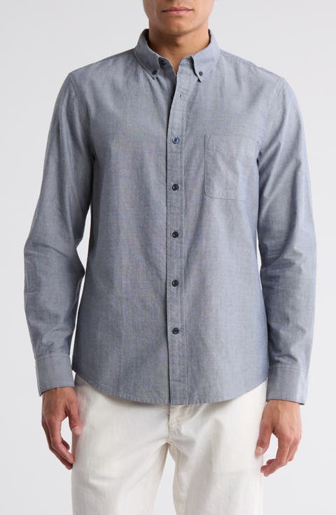 Solid Cotton Button-Down Shirt