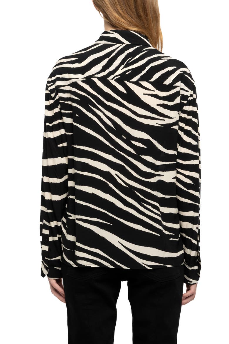 Tyrica Zebra Print Long Sleeve Shirt, Alternate, color, BLACK