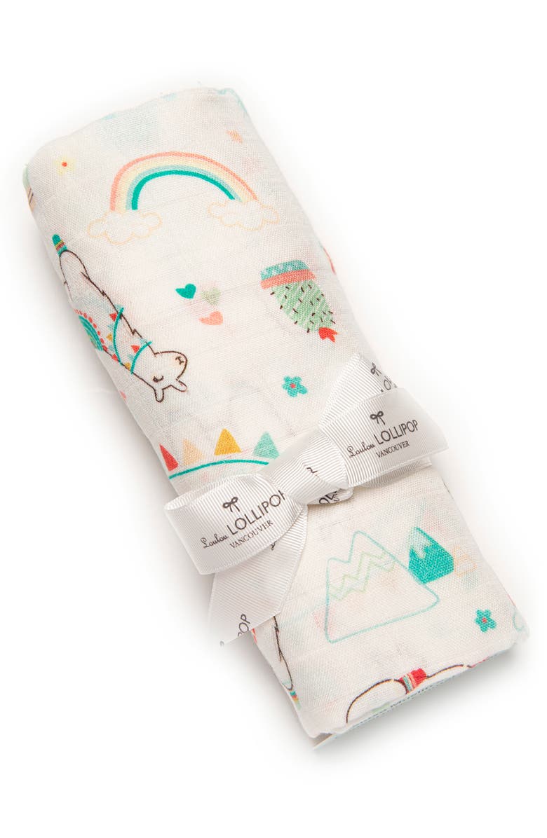 Loulou Lollipop Llama Deluxe Muslin Swaddle Blanket, Alternate, color,