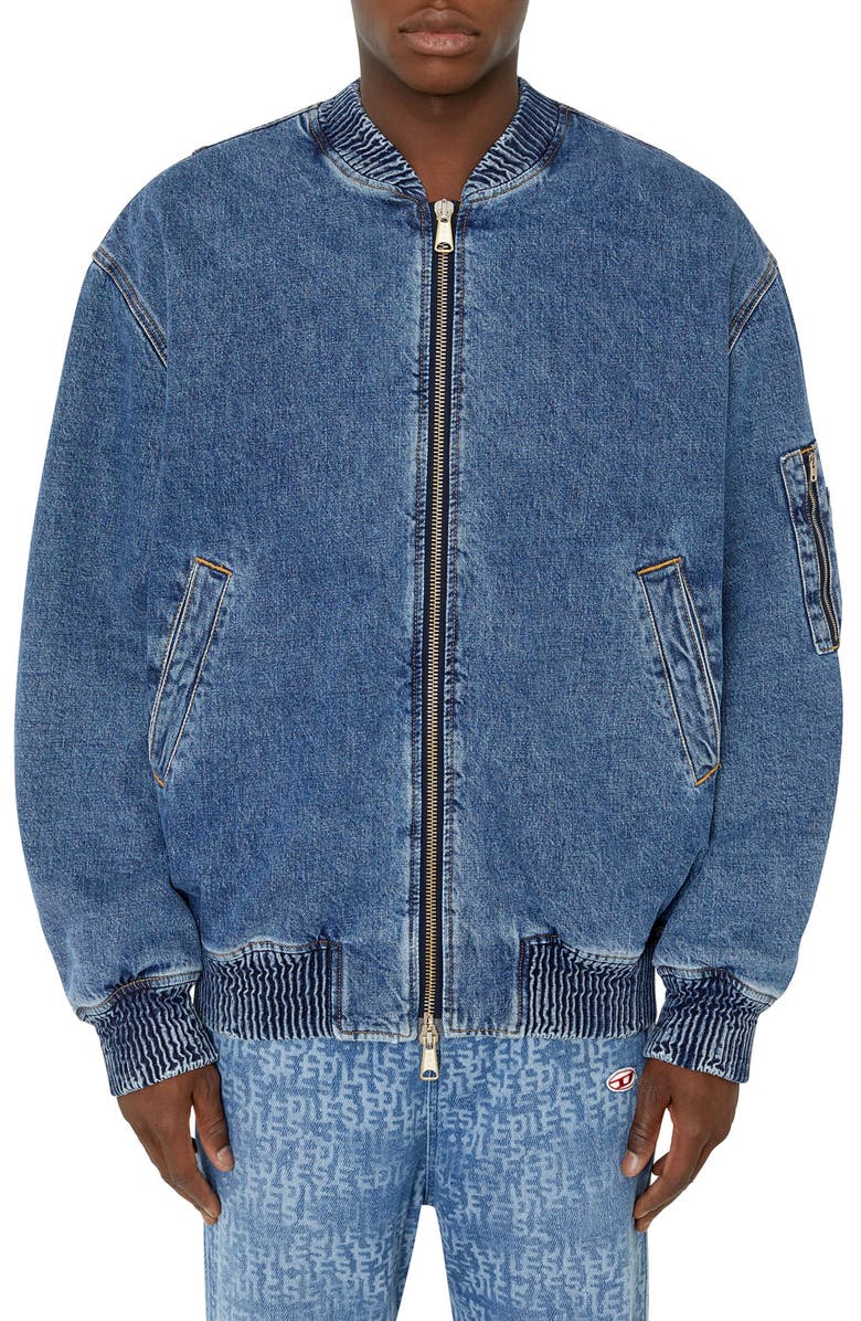 DIESEL<sup>®</sup> Weltik Denim Bomber Jacket, Main, color, 
