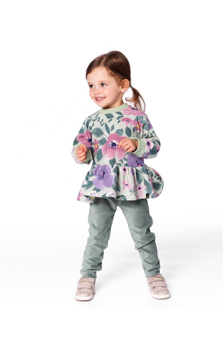 Deux par Deux Stretch Fleece Sweatshirt, Alternate, color, Sage Floral