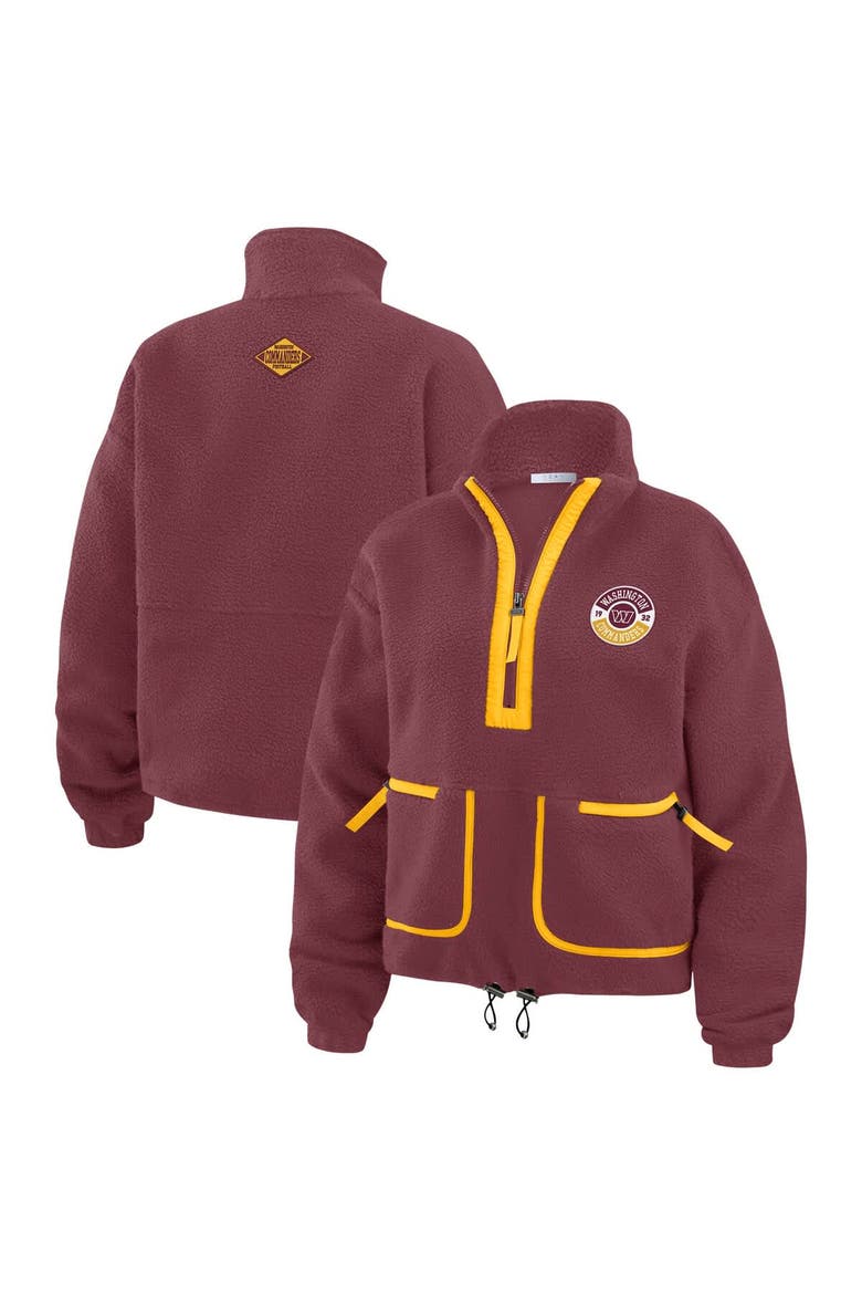 Women's WEAR by Erin Andrews Burgundy Washington Commanders Polar Fleece Half-Zip Jacket, Alternate, color, Burgundy