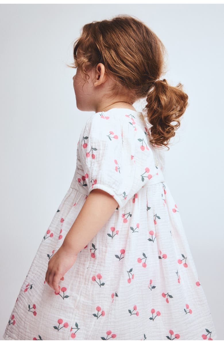 H&M Cotton Muslin Dress, Alternate, color, White/Cherries