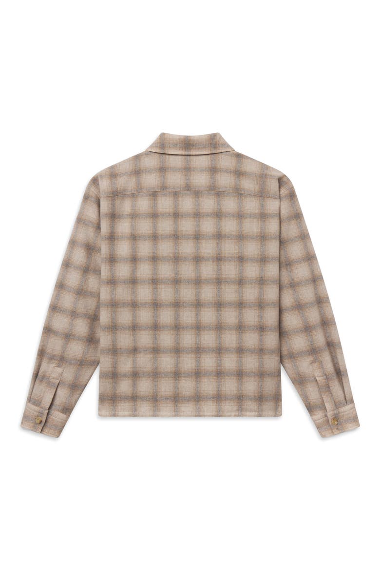 Plaid Zip Wool Blend Overshirt, Alternate, color, BROWN PLAID