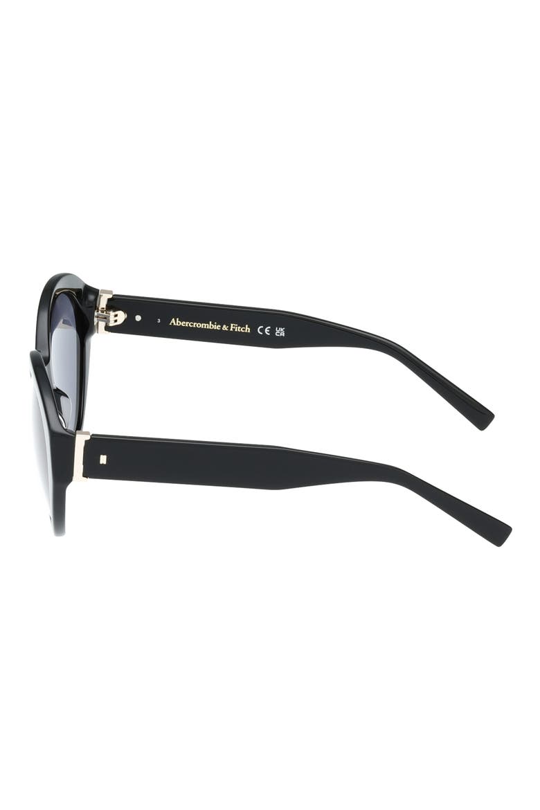 54mm Round Sunglasses, Alternate, color, SHINY BLACK / SMOKE